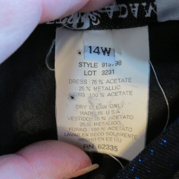 Betsy & Adam by Jaslene Metallic Navy Blue Lined Maxi Sleeveless Size 14W - Picture 9 of 9